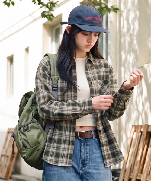 Ravirinse Check Shirts Khaki ISLS2715
