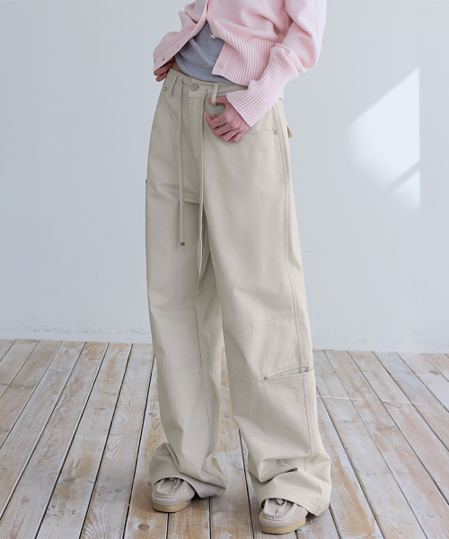 String Cargo Chino Pants, BEIGE