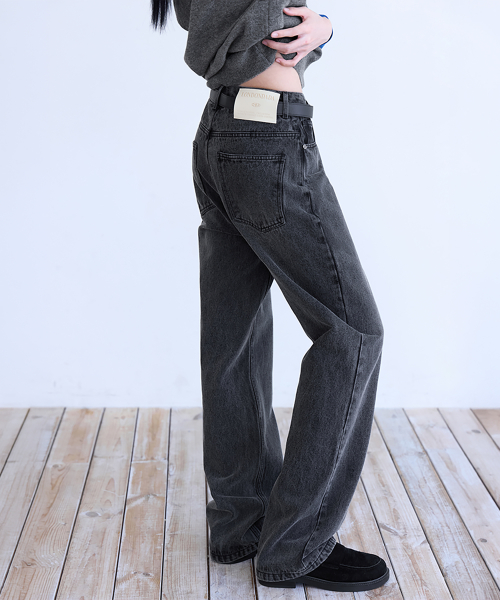 Essential Straight Jeans, CHARCOAL GREY