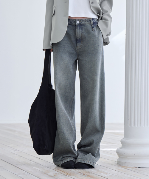 Low-Rise Wide Jeans, KHAKI BLUE