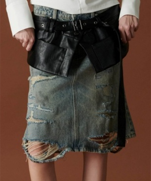 Paint Denim Skirt