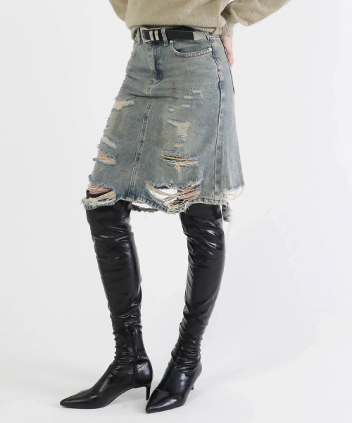 Paint Denim Skirt
