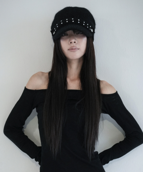 스터드 니트 마린캡 (BLACK) F26ZE414