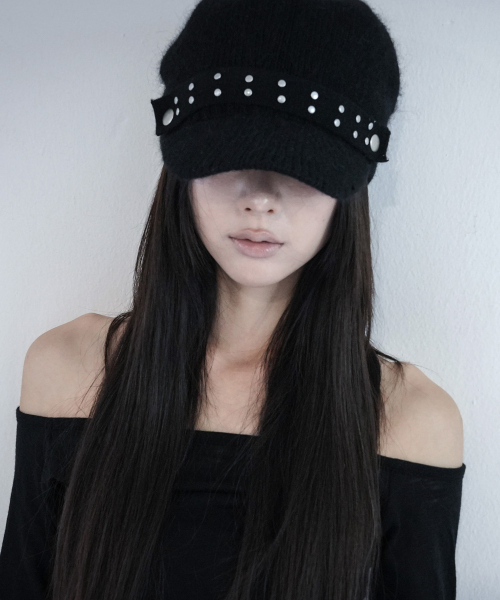 스터드 니트 마린캡 (BLACK) F26ZE414