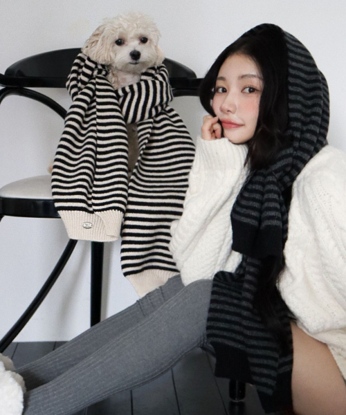 [Charcoal Gray] Cozy Stripe Mufflers