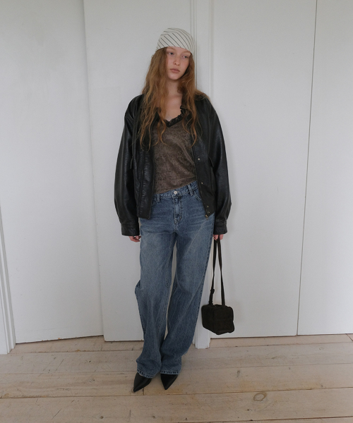 Grit Low Rise Denim Pants - Middle Blue