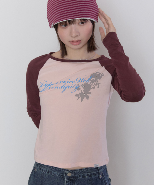 Sheer Hotfix Raglan Top [Pink]