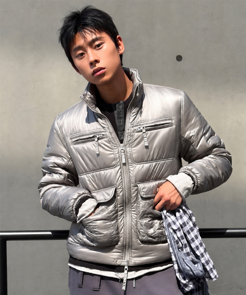 UTILITY HIGH NECK LIGHT JACKET GREY