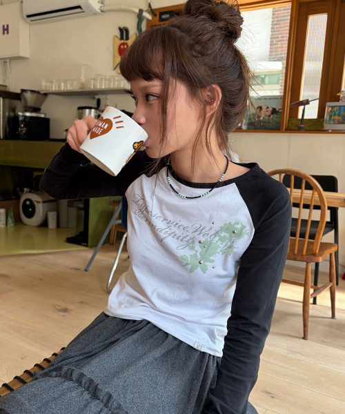 Sheer Hotfix Raglan Top [White]