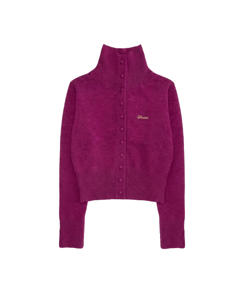 Maren High-Neck Knit Cardigan_Burgundy