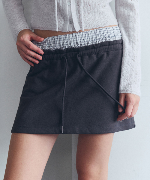 NUBASIC SAGGING SWEAT MINI SKIRT DEEP GRAY