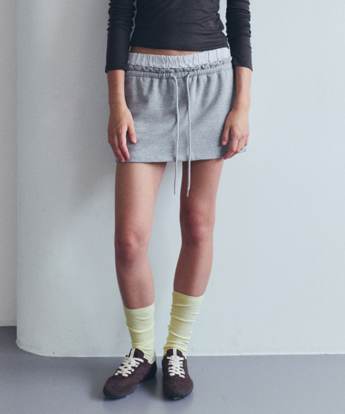 NUBASIC SAGGING SWEAT MINI SKIRT MELANGE GRAY