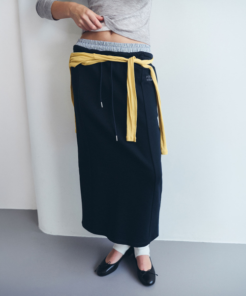 NUBASIC SAGGING SWEAT LONG SKIRT DEEP NAVY