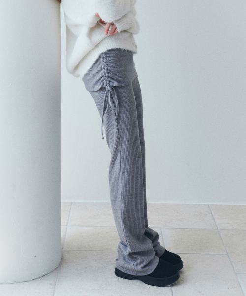 NUBASIC FOLDING BOOTSCUT PANTS MELANGE GRAY