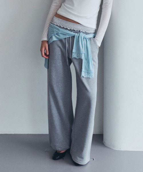 NUBASIC SAGGING SWEAT PANTS MELANGE GRAY