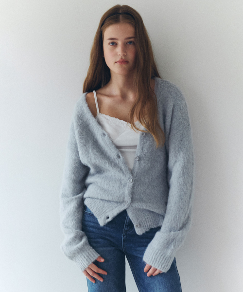 NUBASIC LOOSE FIT CARDIGAN BLUE GRAY