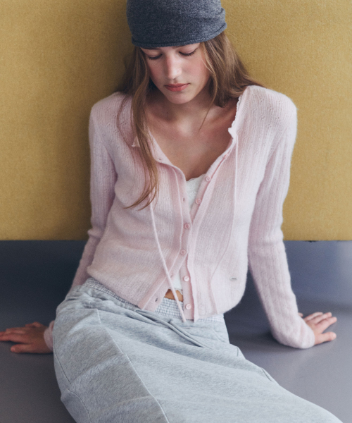 NUBASIC SKASHI TIE CARDIGAN PINK