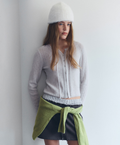 NUBASIC SKASHI TIE CARDIGAN L/GRAY
