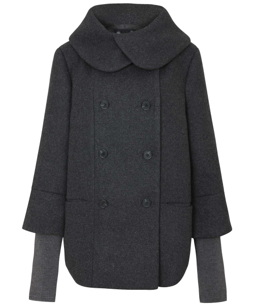 Layered Double Wool Coat (FL-060_Charcoal)