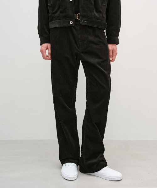 Corduroy SemiFlare Pants BLACK