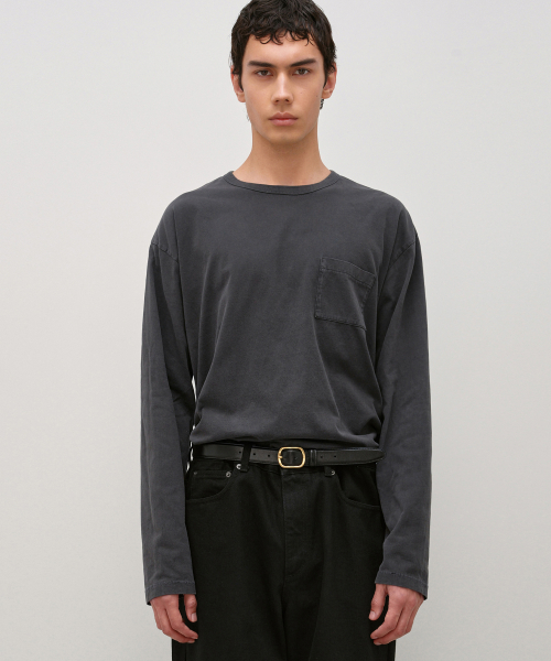 LightPeach Pocket LongSleeve CHARCOAL