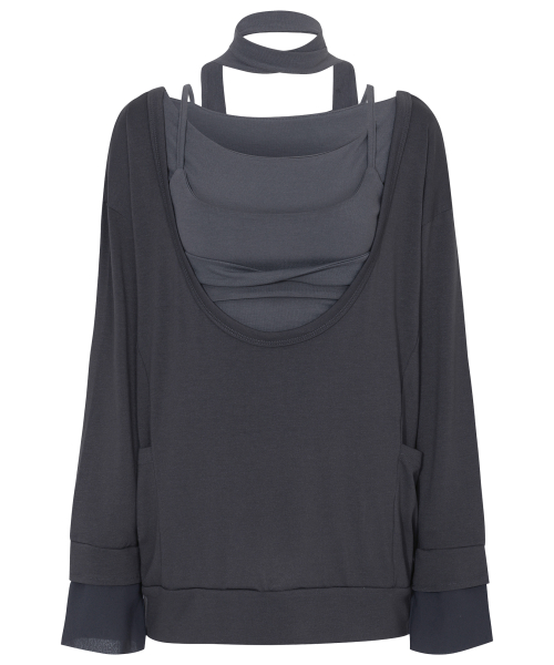 2-Layered Offset Long Sleeve (FL-198_Charcoal)