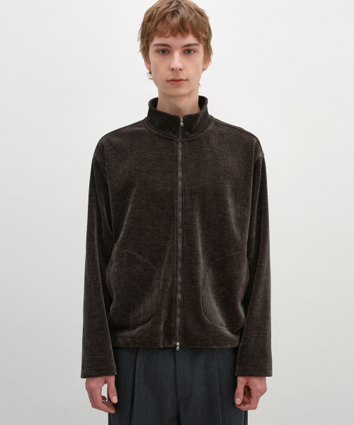 HighNeck Zip-Up Jacket BROWN