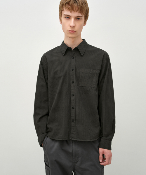 GarmentDyed Stripe Shirt BROWN