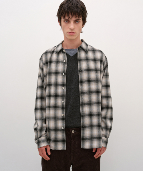 Peach Check Shirt BEIGE