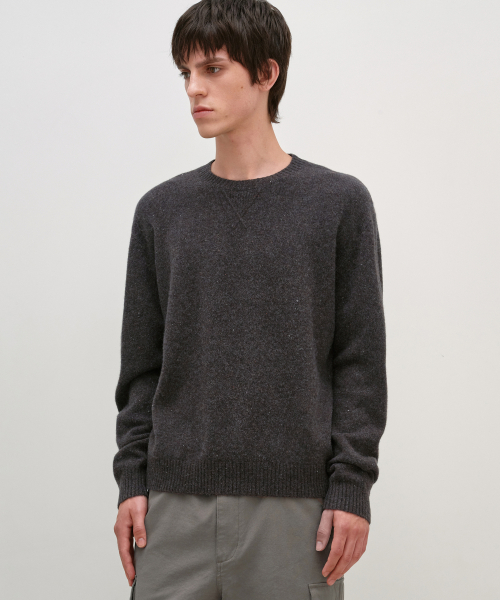 Gusset Wool Crew Neck Pullover NEP BROWN