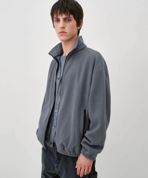 Fleece Full Zip-Up Jumper MELANGE GREY