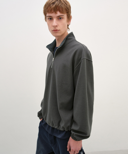 Fleece Quarter Zip-Up CHARCOAL
