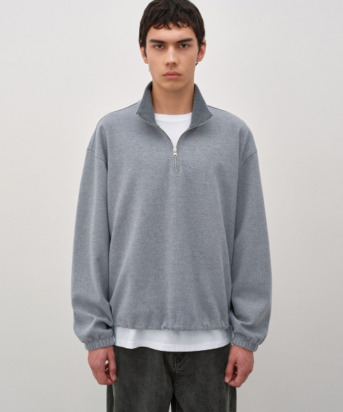 Fleece Quarter Zip-Up LIGHT GREY