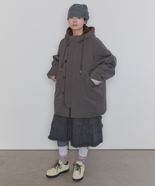 Fur Trim Padded Jacket [Charcoal]