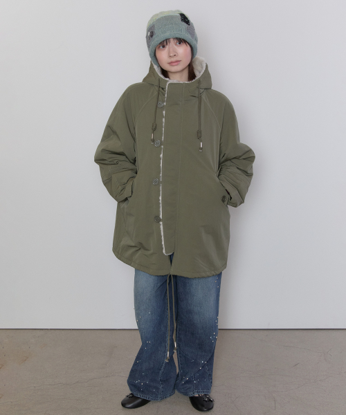 Fur Trim Padded Jacket [Khaki]