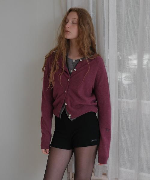 Tivern Wool Knit Cardigan - Grape