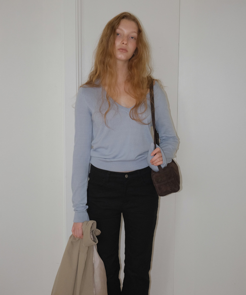 Untive V Neck Knit - Sky Blue