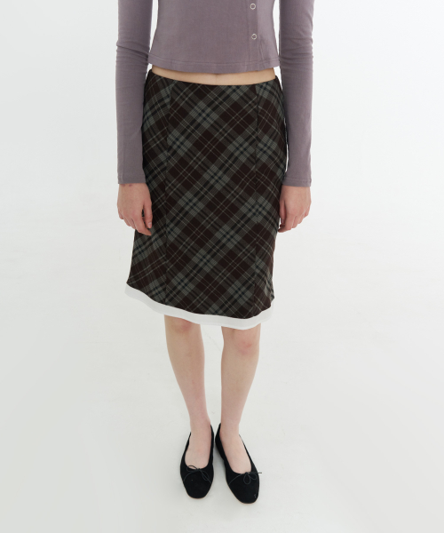 Duze Check Midi Skirt - Brown