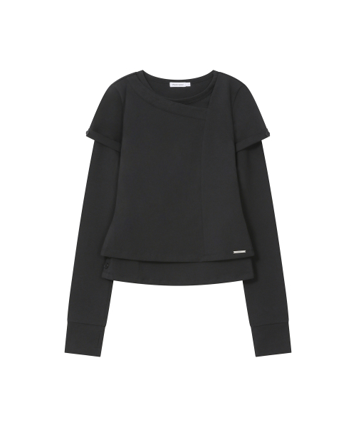 Contrast layered long sleeve SET BLACK