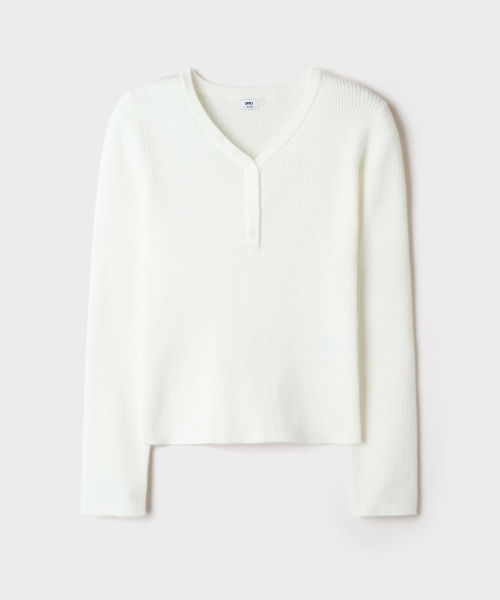 [Soft Yarn] Rib Henley Neck Knit_SPKWG49G02