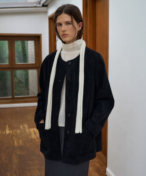 Nonfade Suede Round Jacket[LMBFAUJK117]-Black