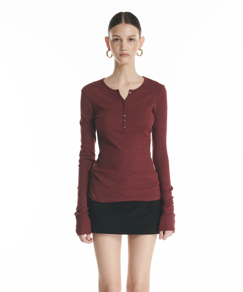 Button Henley Neck T-Shirt (4color)