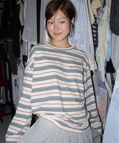 STRIPE LETTERING LONG SLEEVE IVORY
