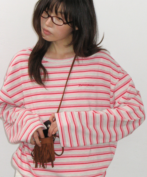 STRIPE LETTERING LONG SLEEVE PINK