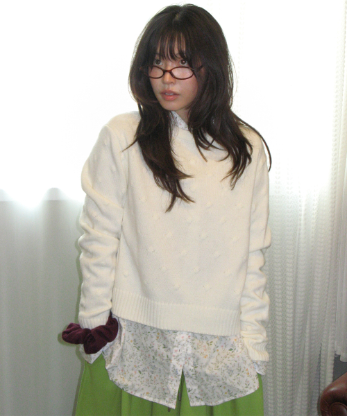 TEXTURED DOT KNIT IVORY