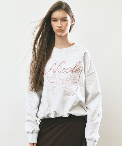 NICOLE BUTTERFLY SWEATSHIRT_MELANGE LIGHT PINK