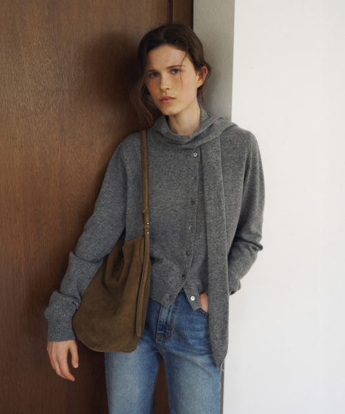 Unbalance Muffler Cardigan[LMBFAUKN310]-Gray