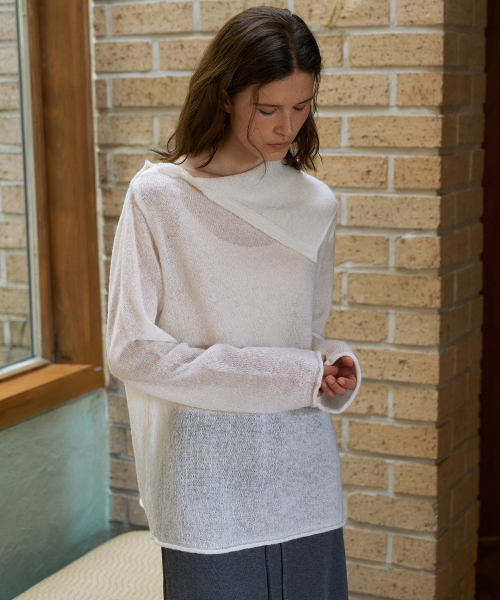 Unbalance Button Collar Knit Top[LMBFAUKN312]-2color