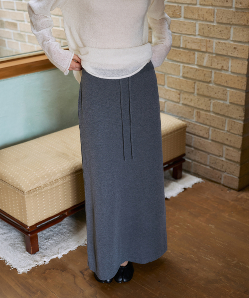 Banding Maxi Knit Skirt[LMBFAUKN2103]-2color