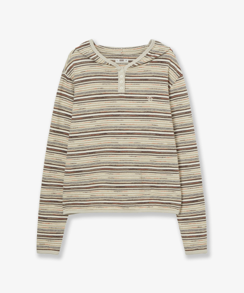 STRIPE KNIT HOODIE [IVORY]